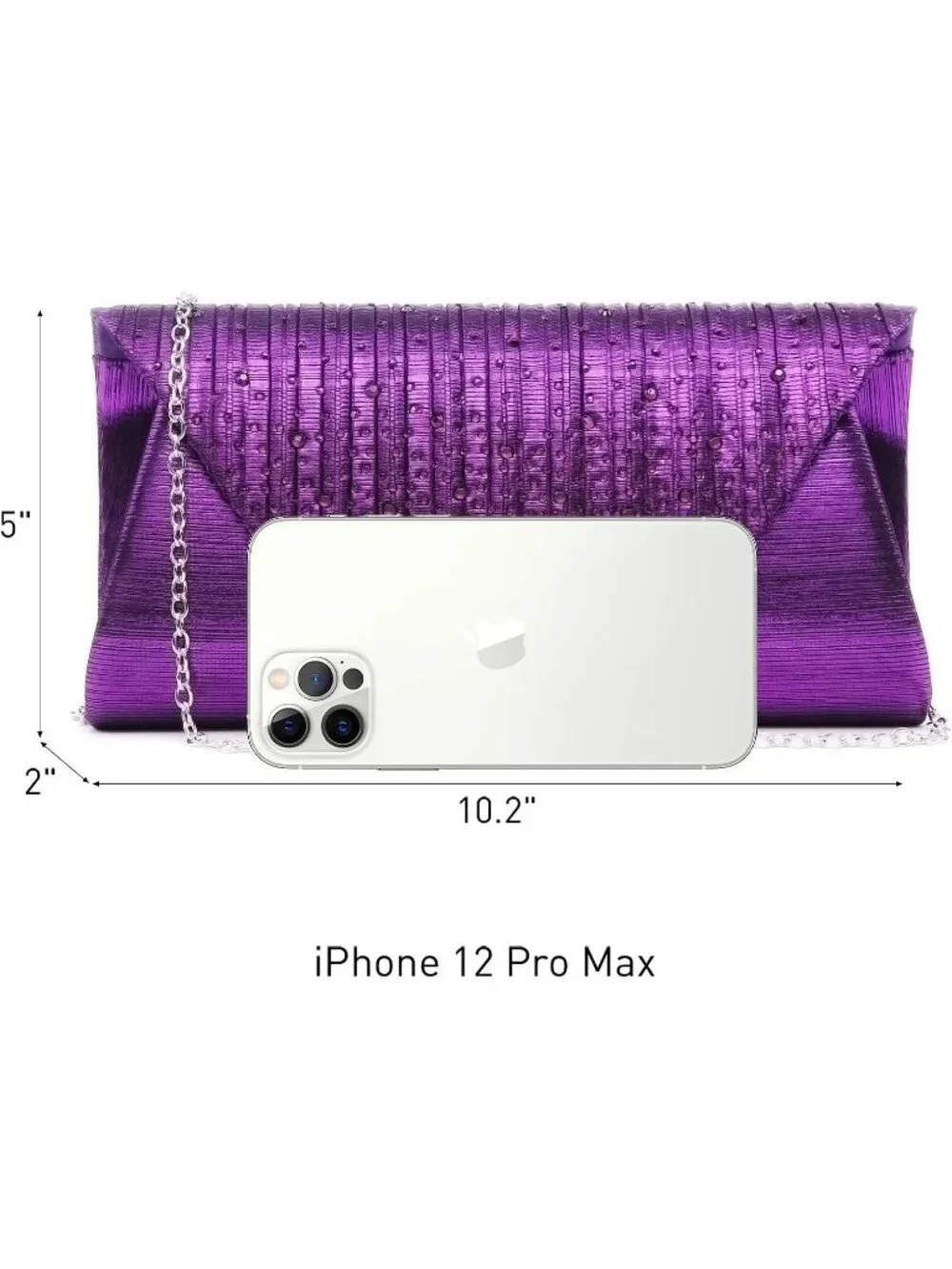 Women’s Purple Clutch Purse With Detachable Chain Wedding Formal Evening Bag